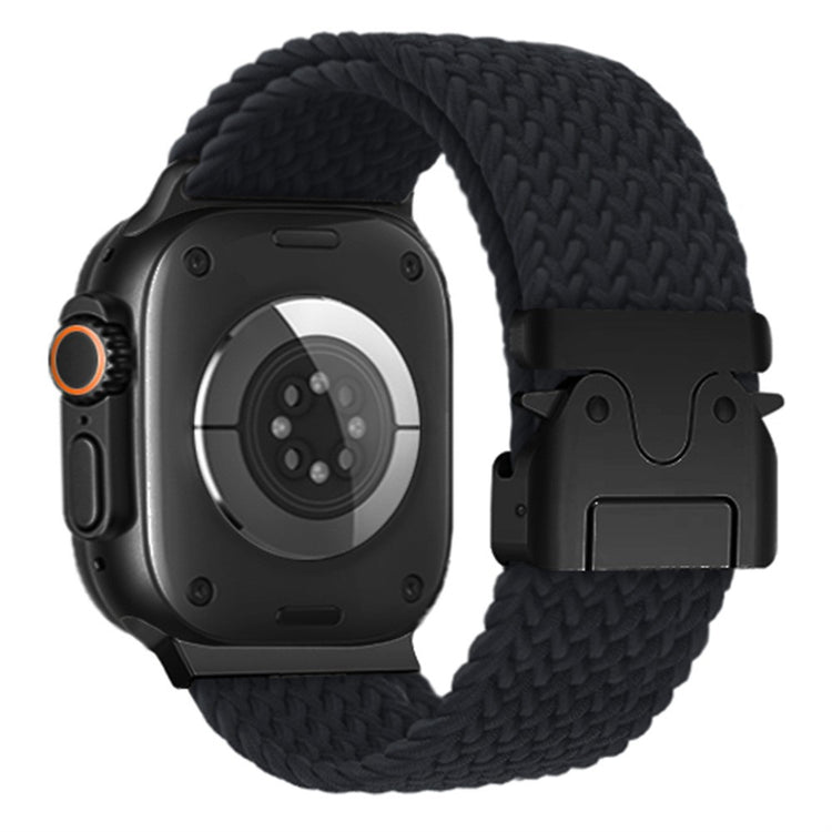 Braided Strap Apple Watch Series 10 42mm Watch Band 24mm Parachute Buckle - Black#serie_3
