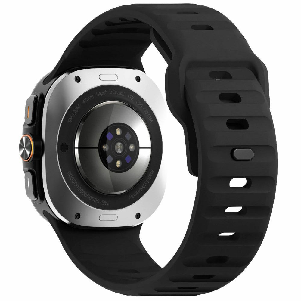 KALEBOL Samsung Galaxy Watch Ultra 47mm Silicone Watch Band Wave Sport Wrist Strap - Black#serie_1