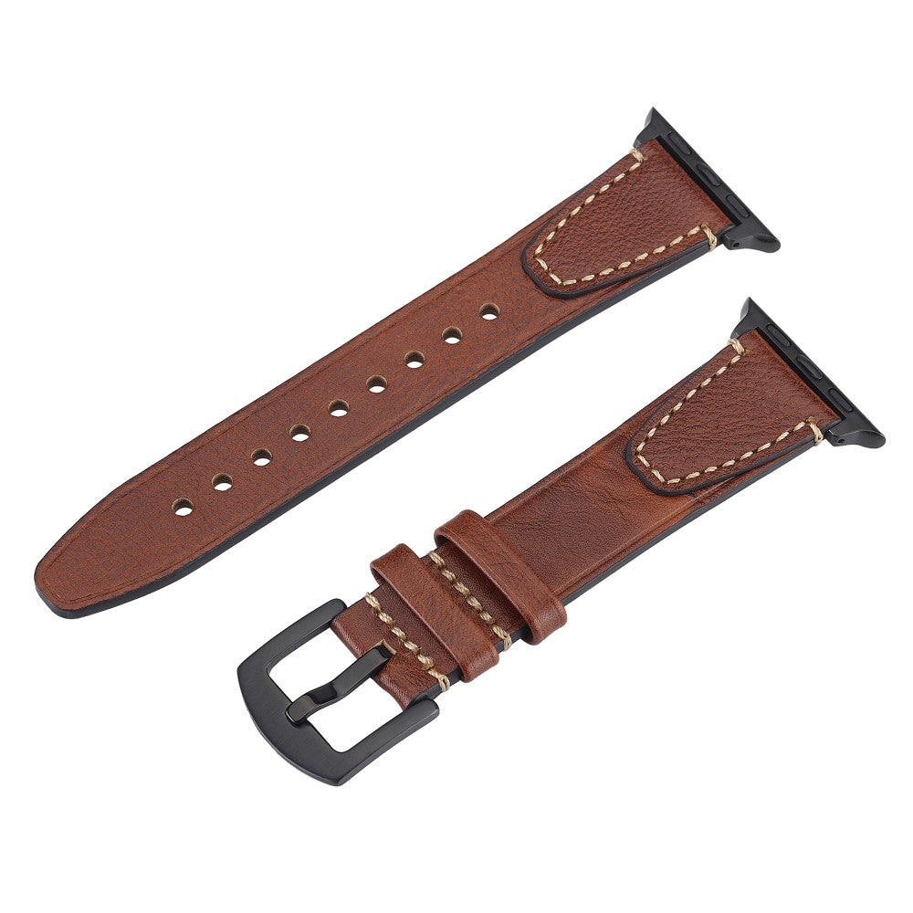 Watch Band Apple Watch Series 10 42mm U-Shaped Design Genuine Cow Leather Strap - Brown#serie_1
