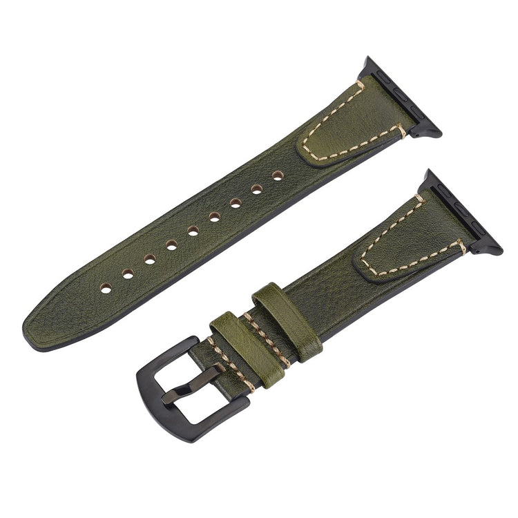 Watch Band Apple Watch Series 10 42mm U-Shaped Design Genuine Cow Leather Strap - Green#serie_4