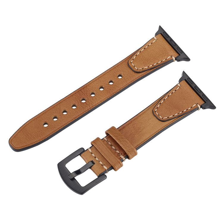 Watch Band Apple Watch Series 10 42mm U-Shaped Design Genuine Cow Leather Strap - Light Brown#serie_5