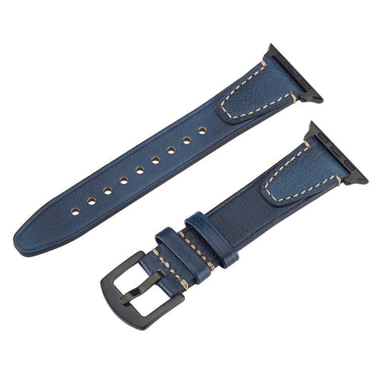 Watch Band Apple Watch Series 10 42mm U-Shaped Design Genuine Cow Leather Strap - Blue#serie_6