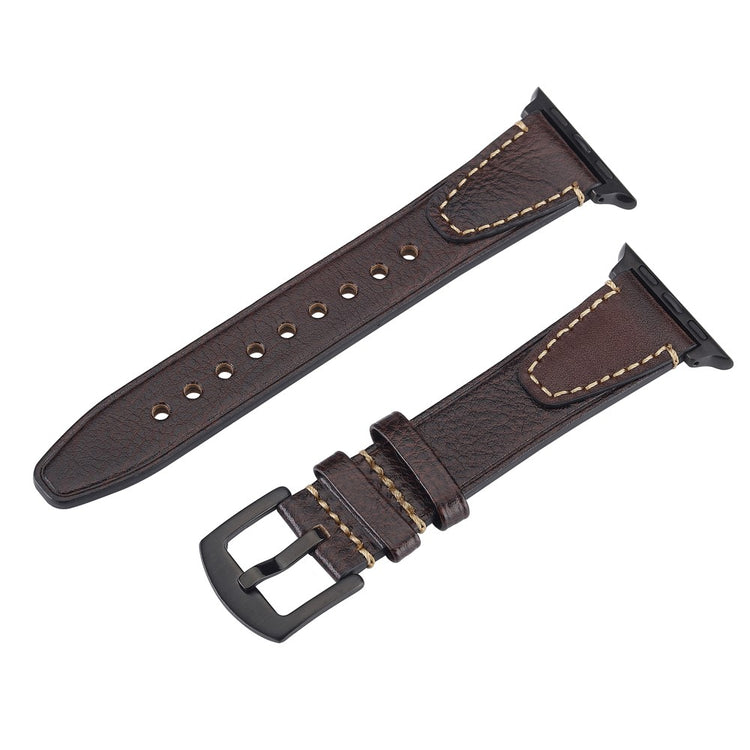 Watch Band Apple Watch Series 10 42mm U-Shaped Design Genuine Cow Leather Strap - Coffee#serie_7