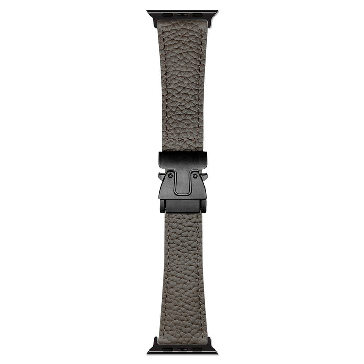 Genuine Cow Leather Strap Apple Watch Series 10 42mm Litchi Texture Magnetic Buckle Watch Band - Grey#serie_6