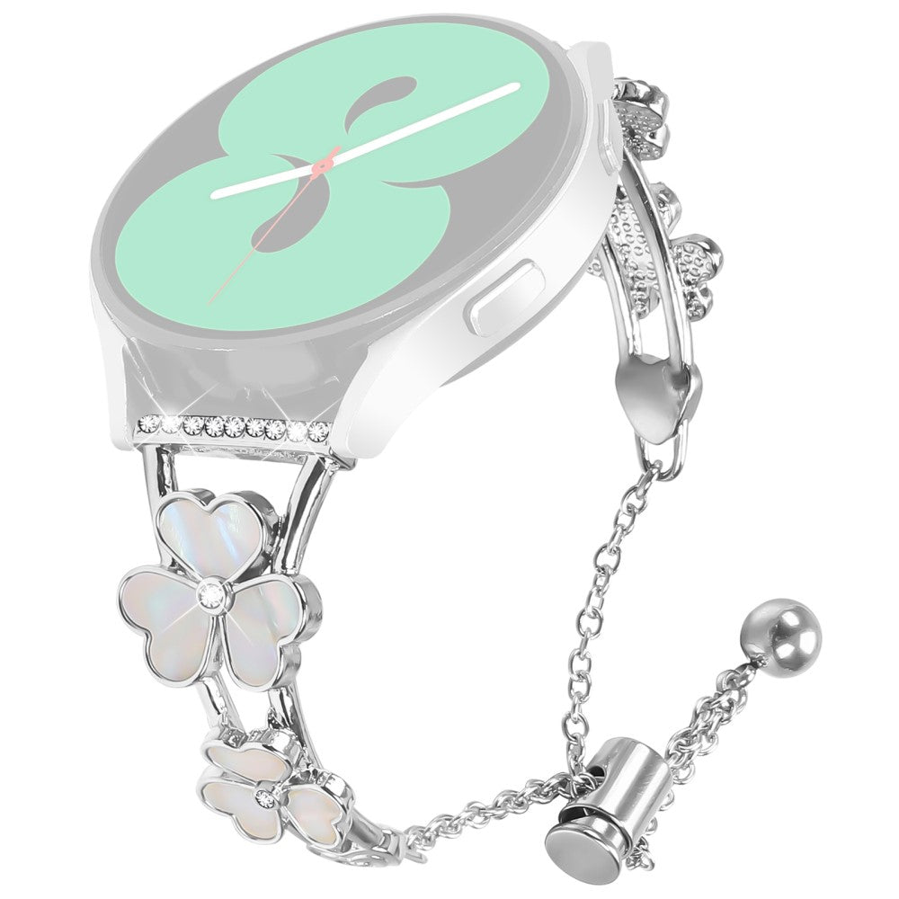 Samsung Galaxy Watch Active2 40mm 44mm Watchband Heart Clover Decor Silver Zinc Alloy Metal Strap#serie_1