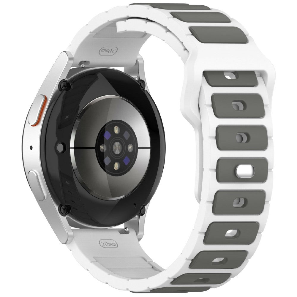KALEBOL 20mm Dual Color Silicone Strap Samsung Galaxy Watch6 Classic 47mm / 43mm / Huawei Watch GT 3 Pro 43mm Watch Band - White+Grey#serie_2