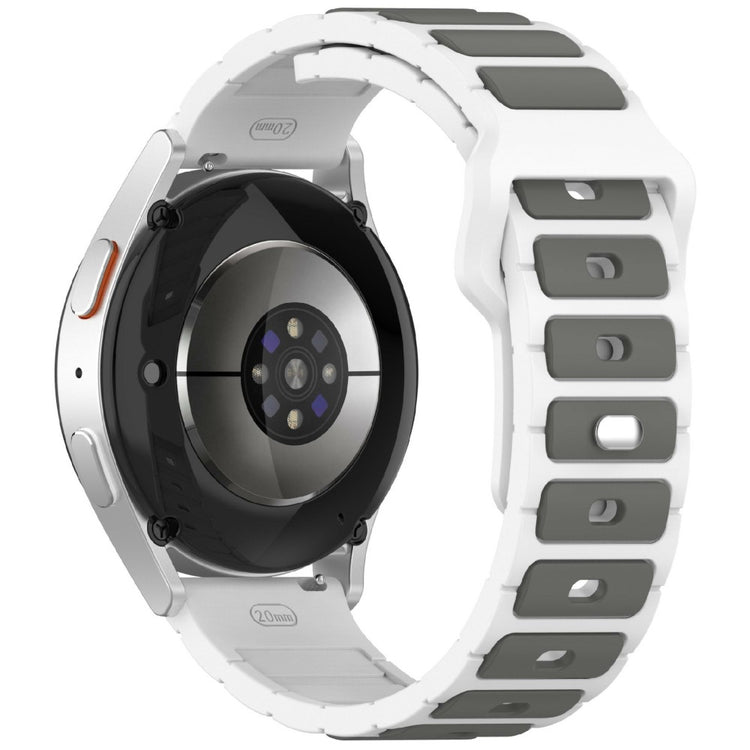 KALEBOL 20mm Dual Color Silicone Strap Samsung Galaxy Watch6 Classic 47mm / 43mm / Huawei Watch GT 3 Pro 43mm Watch Band - White+Grey#serie_2
