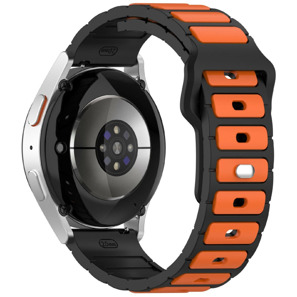 KALEBOL 20mm Dual Color Silicone Strap Samsung Galaxy Watch6 Classic 47mm / 43mm / Huawei Watch GT 3 Pro 43mm Watch Band - Black+Orange#serie_3
