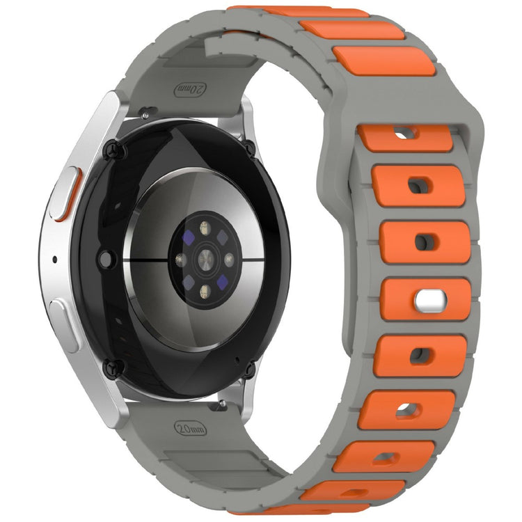 KALEBOL 20mm Dual Color Silicone Strap Samsung Galaxy Watch6 Classic 47mm / 43mm / Huawei Watch GT 3 Pro 43mm Watch Band - Grey+Orange#serie_6