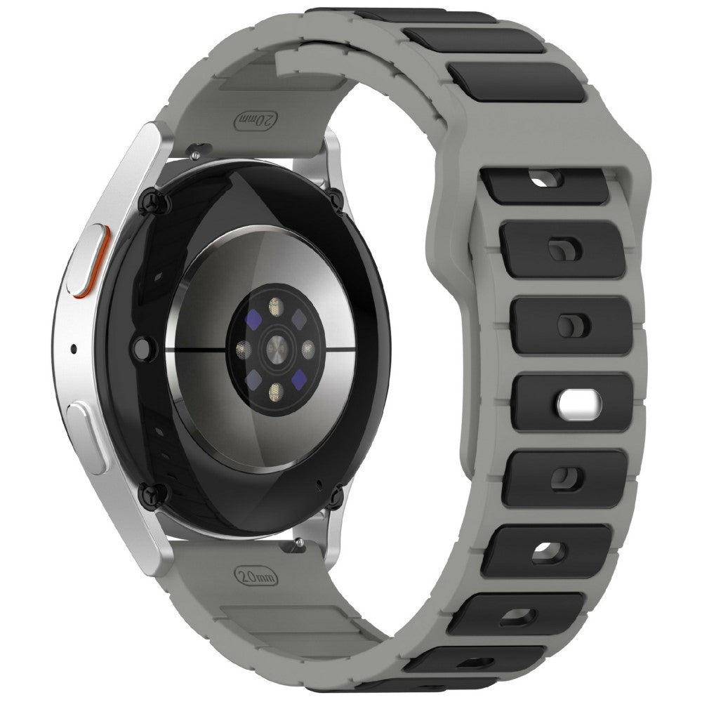 KALEBOL 20mm Dual Color Silicone Strap Samsung Galaxy Watch6 Classic 47mm / 43mm / Huawei Watch GT 3 Pro 43mm Watch Band - Grey+Black#serie_7