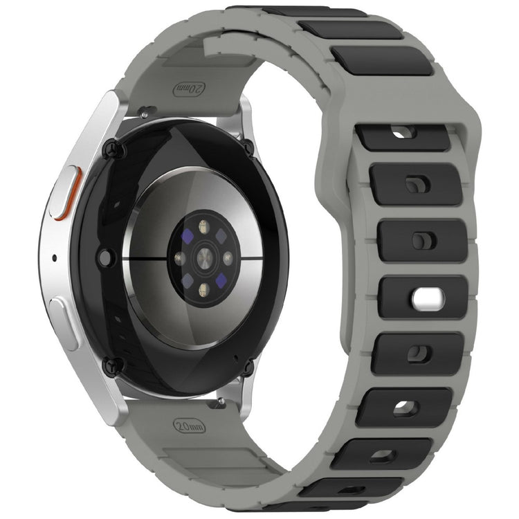 KALEBOL 20mm Dual Color Silicone Strap Samsung Galaxy Watch6 Classic 47mm / 43mm / Huawei Watch GT 3 Pro 43mm Watch Band - Grey+Black#serie_7