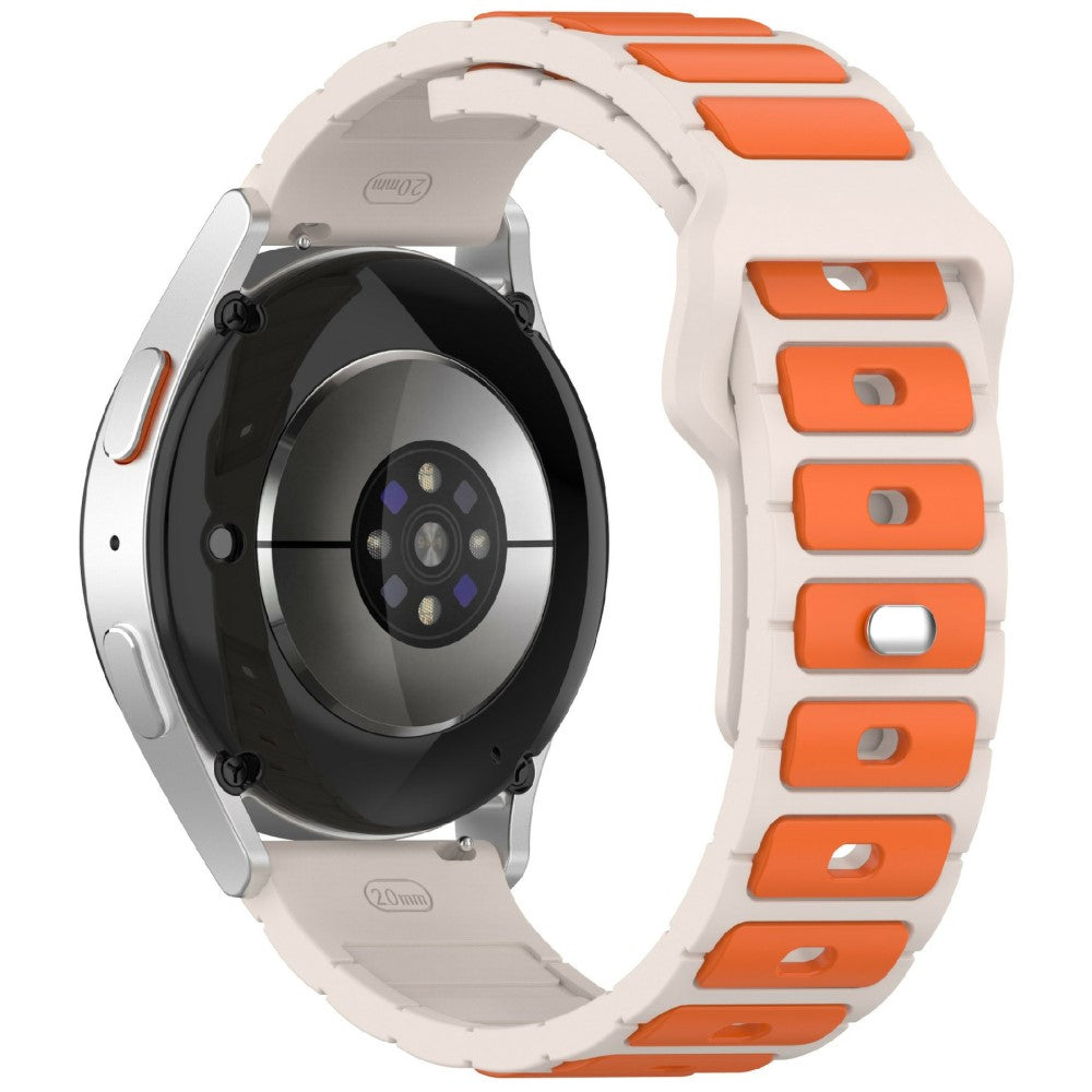 KALEBOL 20mm Dual Color Silicone Strap Samsung Galaxy Watch6 Classic 47mm / 43mm / Huawei Watch GT 3 Pro 43mm Watch Band - Starlight+Orange#serie_10
