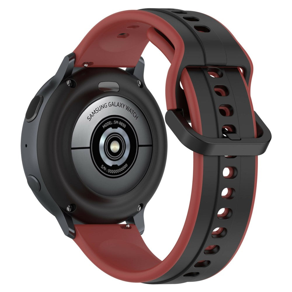 KALEBOL 22mm Silicone Watch Strap Dual Color Wrist Band - Black+Dark Red#serie_6