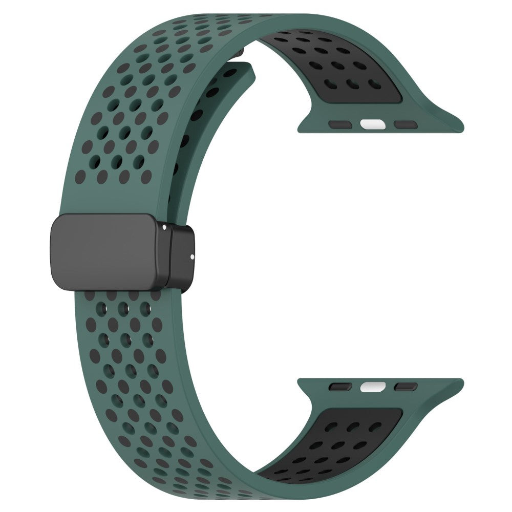 KALEBOL Magnetic Silicone Strap Apple Watch Series 49mm - 45mm - 44mm - 42mm Dual Color Watch Band - Olive Green+Black#serie_4