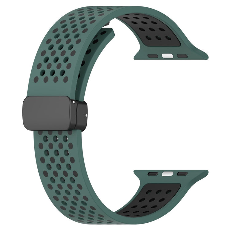KALEBOL Magnetic Silicone Strap Apple Watch Series 49mm - 45mm - 44mm - 42mm Dual Color Watch Band - Olive Green+Black#serie_4