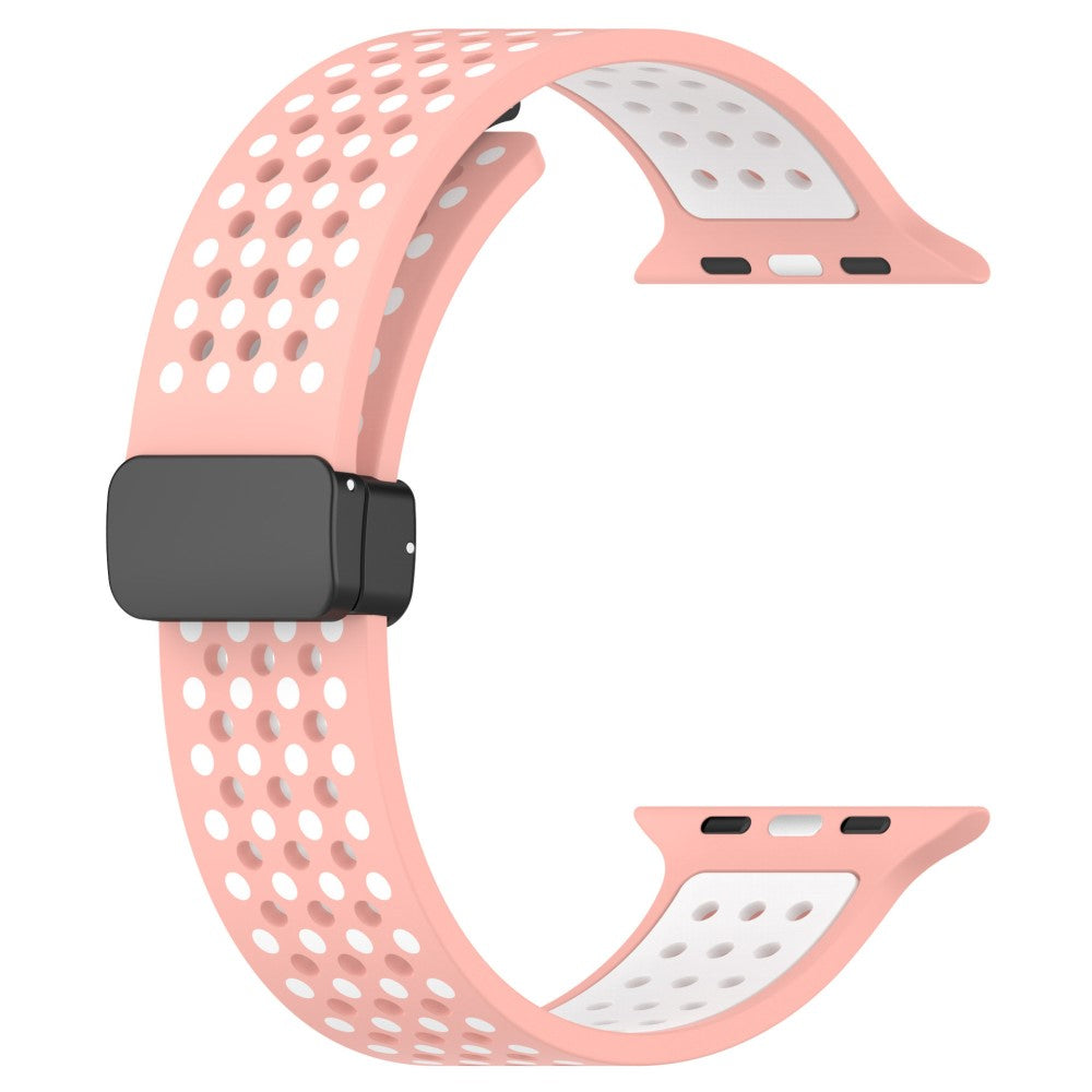 KALEBOL Magnetic Silicone Strap Apple Watch Series 49mm - 45mm - 44mm - 42mm Dual Color Watch Band - Pink+White#serie_7