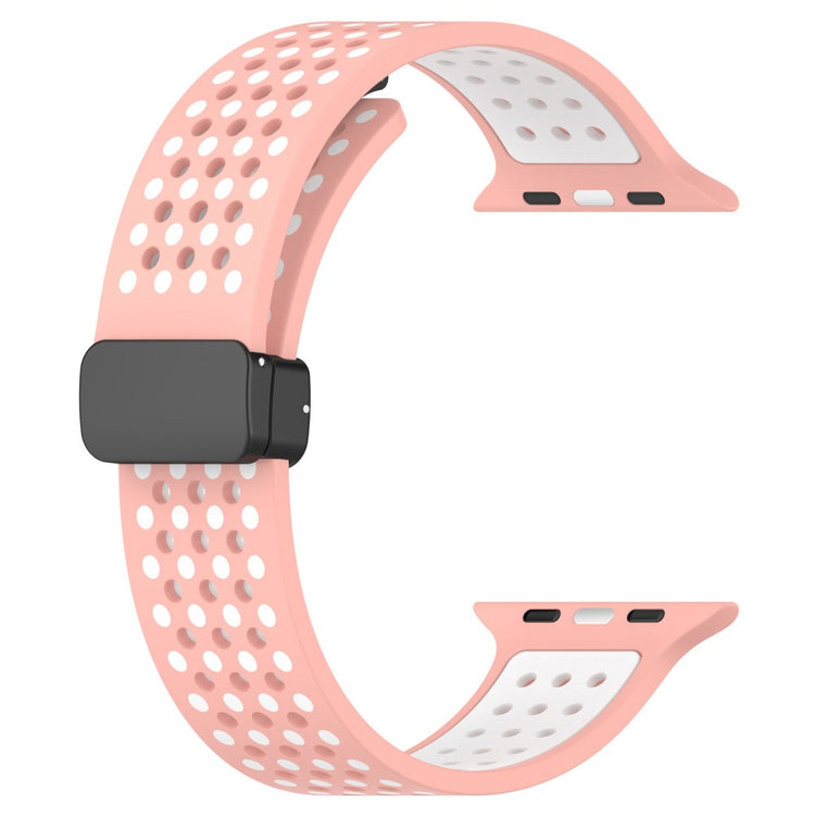 KALEBOL Magnetic Silicone Strap Apple Watch Series 49mm - 45mm - 44mm - 42mm Dual Color Watch Band - Pink+White#serie_7