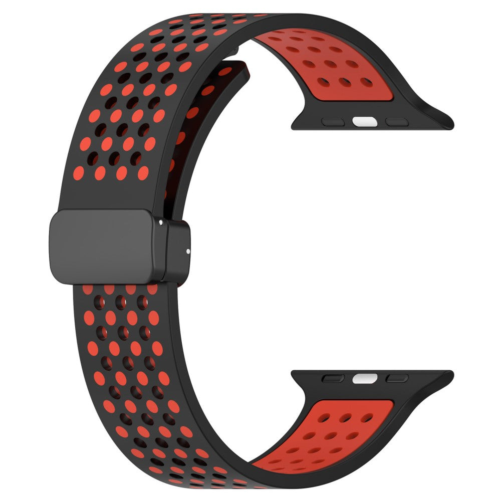 KALEBOL Magnetic Silicone Strap Apple Watch Series 49mm - 45mm - 44mm - 42mm Dual Color Watch Band - Black+Red#serie_9