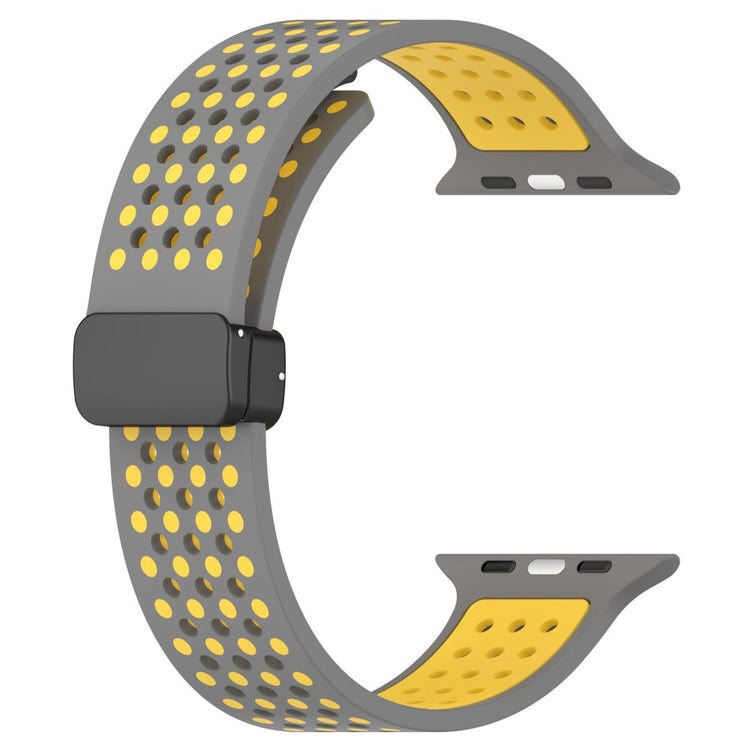 KALEBOL Magnetic Silicone Strap Apple Watch Series 49mm - 45mm - 44mm - 42mm Dual Color Watch Band - Grey+Yellow#serie_10
