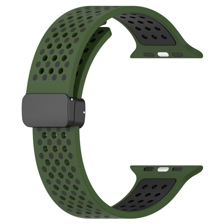 KALEBOL Magnetic Silicone Strap Apple Watch Series 49mm - 45mm - 44mm - 42mm Dual Color Watch Band - Army Green+Black#serie_11