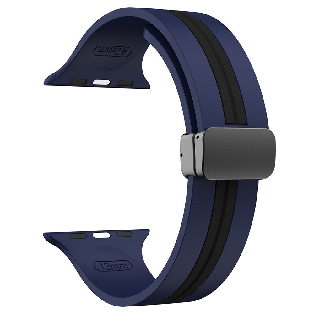 KALEBOL Striped Magnetic Silicone Strap Apple Watch Series 41mm - 40mm - 38mm Watch Band - Midnight Blue+Black#serie_2