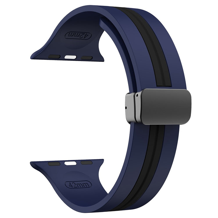 KALEBOL Striped Magnetic Silicone Strap Apple Watch Series 41mm - 40mm - 38mm Watch Band - Midnight Blue+Black#serie_2