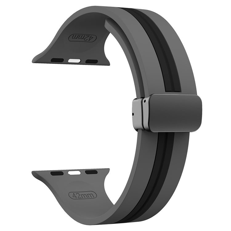 KALEBOL Striped Magnetic Silicone Strap Apple Watch Series 41mm - 40mm - 38mm Watch Band - Grey+Black#serie_3