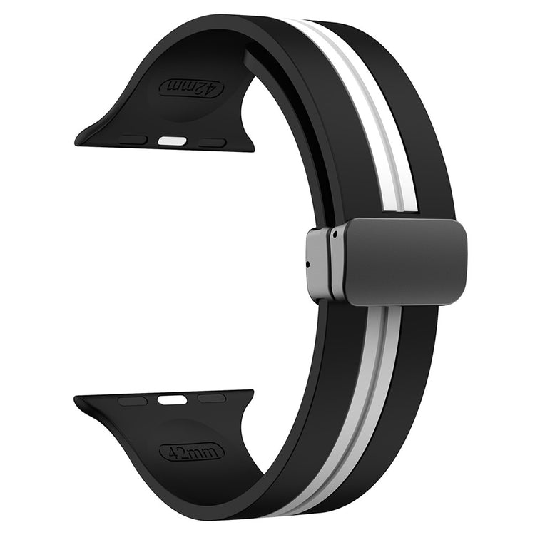 KALEBOL Striped Magnetic Silicone Strap Apple Watch Series 41mm - 40mm - 38mm Watch Band - Black+White#serie_7