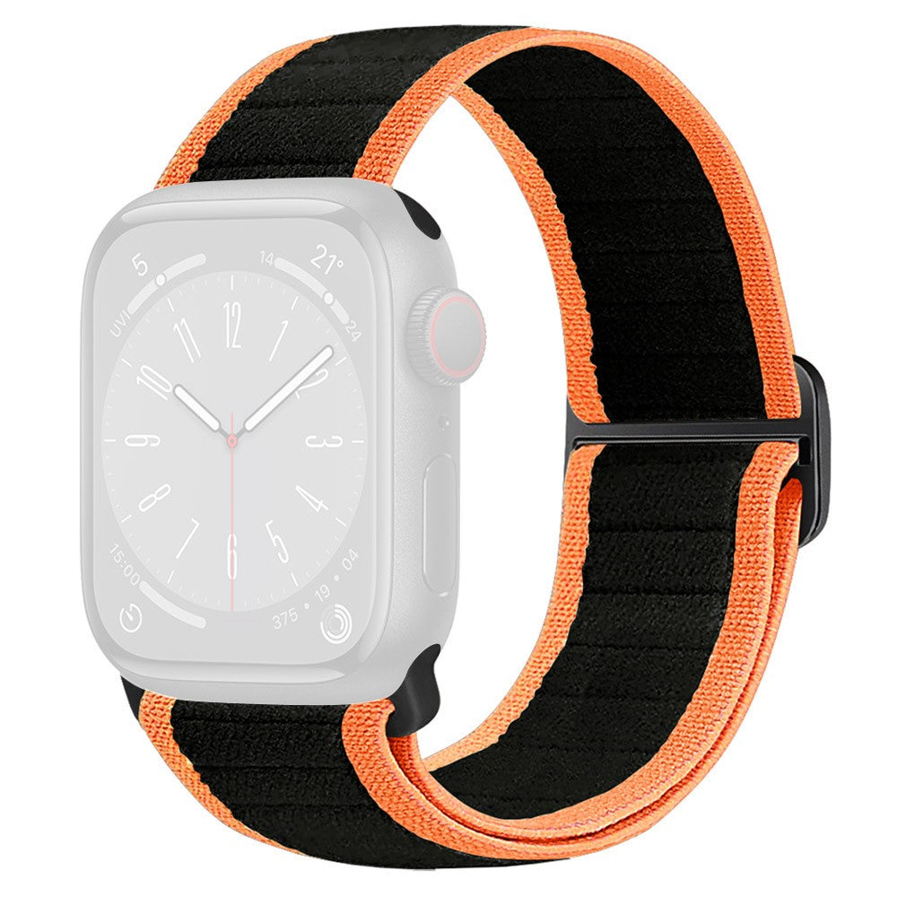 Watch Band Apple Watch Series 10 42mm Elastic Nylon Figure-8 Buckle Strap - Black Orange#serie_1