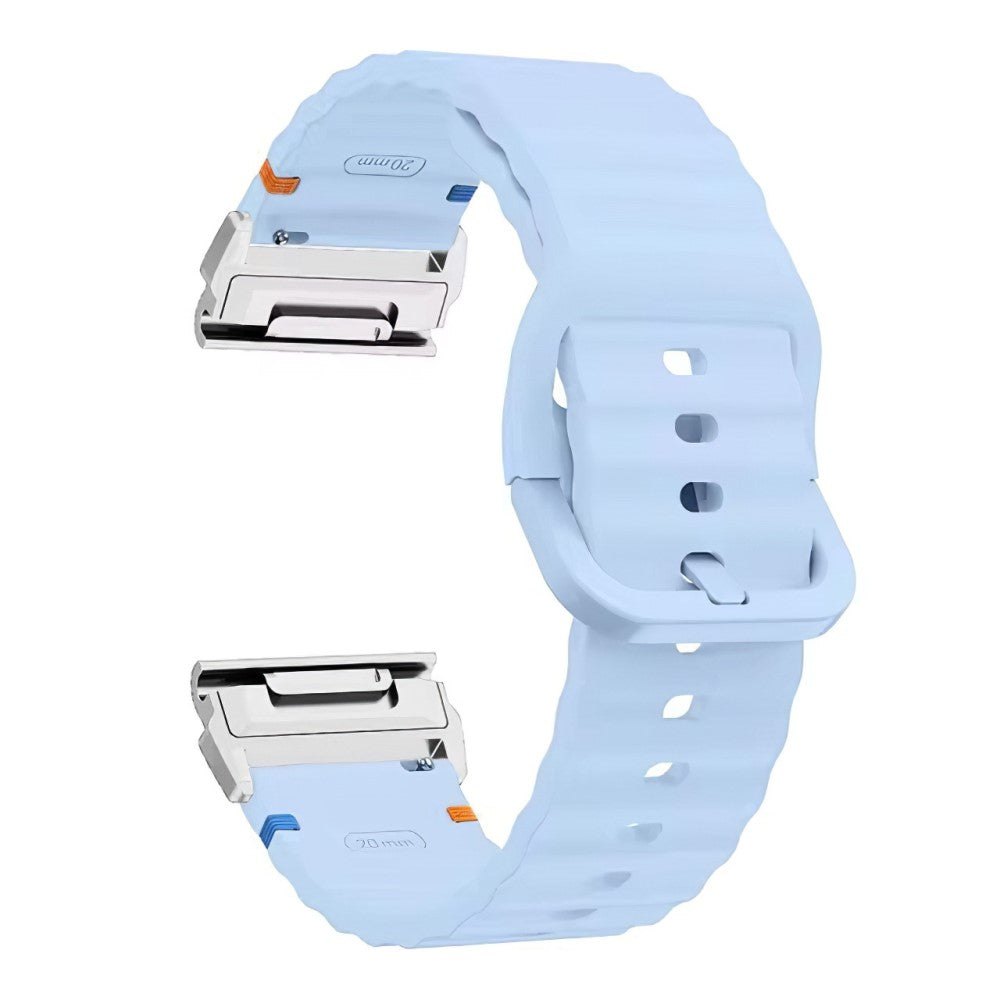 Watch Band Garmin Fenix 8 51mm Quick Release Wavy Texture Silicone Strap with Silver Connector - Baby Blue#serie_1