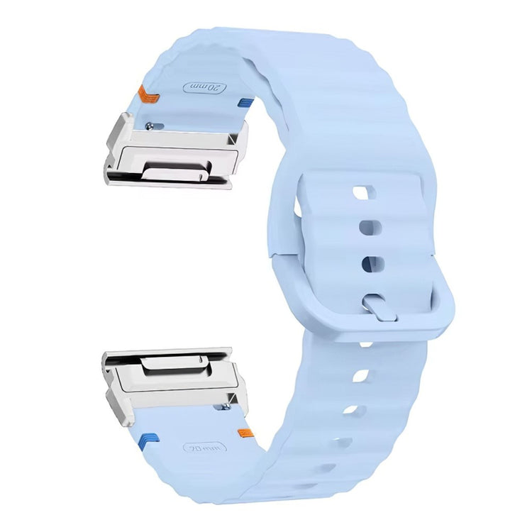 Watch Band Garmin Fenix 8 51mm Quick Release Wavy Texture Silicone Strap with Silver Connector - Baby Blue#serie_1