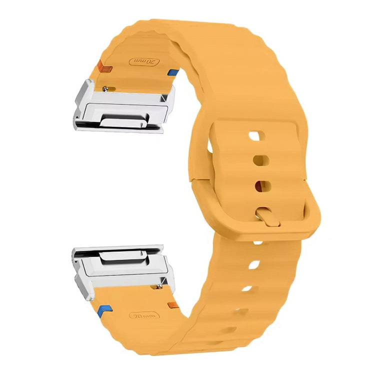 Watch Band Garmin Fenix 8 51mm Quick Release Wavy Texture Silicone Strap with Silver Connector - Yellow#serie_4