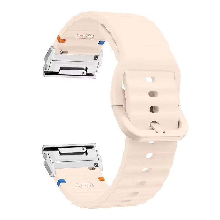 Watch Band Garmin Fenix 8 51mm Quick Release Wavy Texture Silicone Strap with Silver Connector - Pink#serie_6