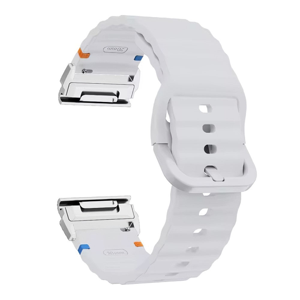 Watch Band Garmin Fenix 8 51mm Quick Release Wavy Texture Silicone Strap with Silver Connector - Light Grey#serie_8
