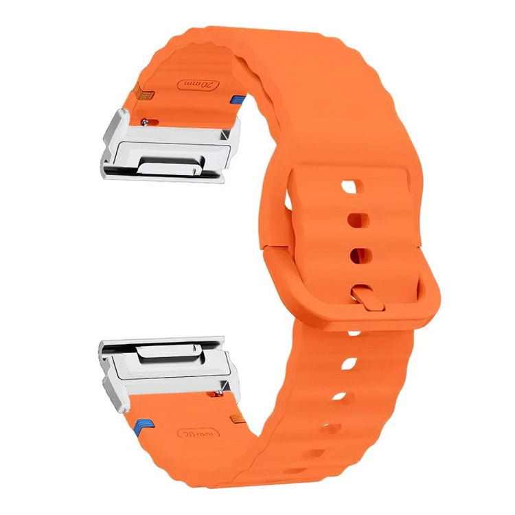 Watch Band Garmin Fenix 8 51mm Quick Release Wavy Texture Silicone Strap with Silver Connector - Orange#serie_11