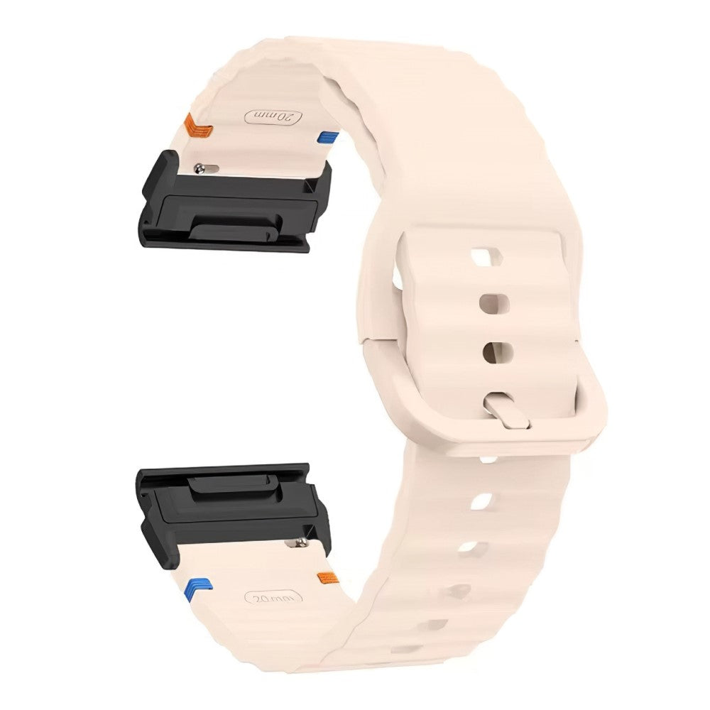 Watch Band Garmin Fenix 8 51mm Quick Release Wavy Texture Silicone Strap with Black Connector - Pink#serie_1