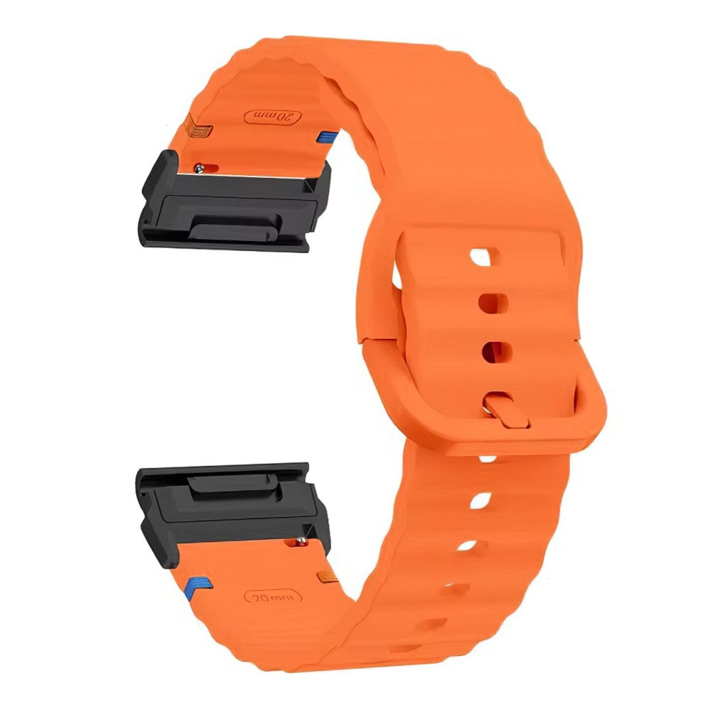 Watch Band Garmin Fenix 8 51mm Quick Release Wavy Texture Silicone Strap with Black Connector - Orange#serie_2