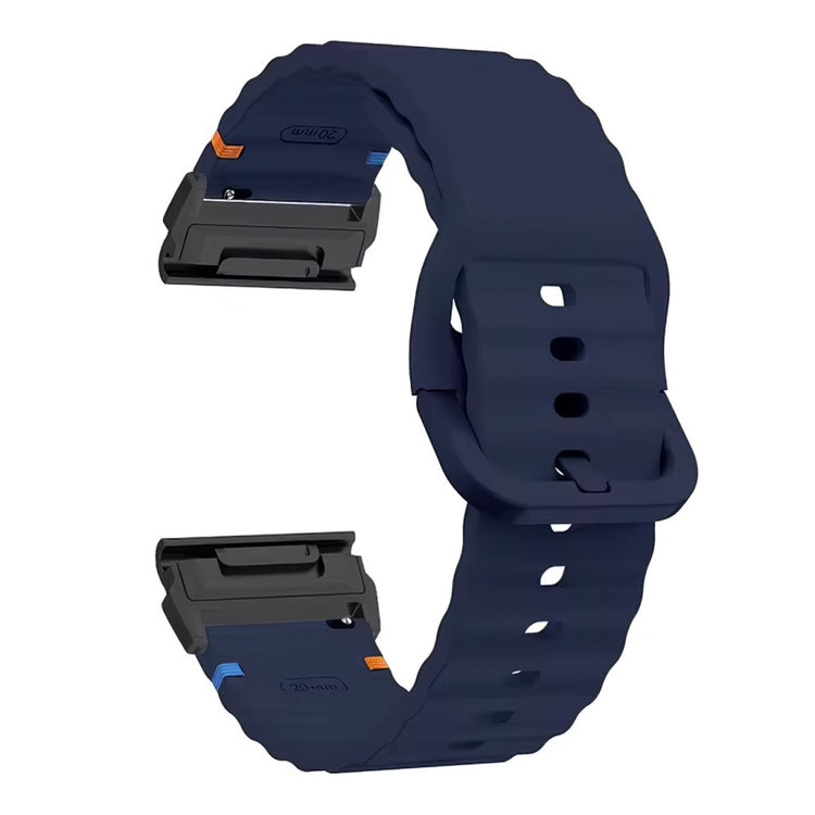 Watch Band Garmin Fenix 8 51mm Quick Release Wavy Texture Silicone Strap with Black Connector - Midnight Blue#serie_7