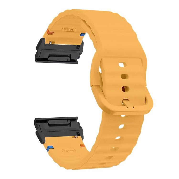 Watch Band Garmin Fenix 8 51mm Quick Release Wavy Texture Silicone Strap with Black Connector - Yellow#serie_8
