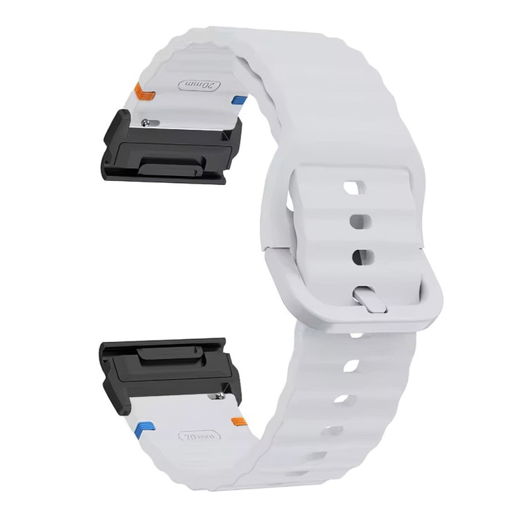 Watch Band Garmin Fenix 8 51mm Quick Release Wavy Texture Silicone Strap with Black Connector - Light Grey#serie_10