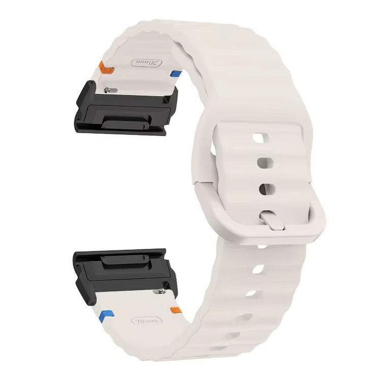 Watch Band Garmin Fenix 8 51mm Quick Release Wavy Texture Silicone Strap with Black Connector - Starlight#serie_11
