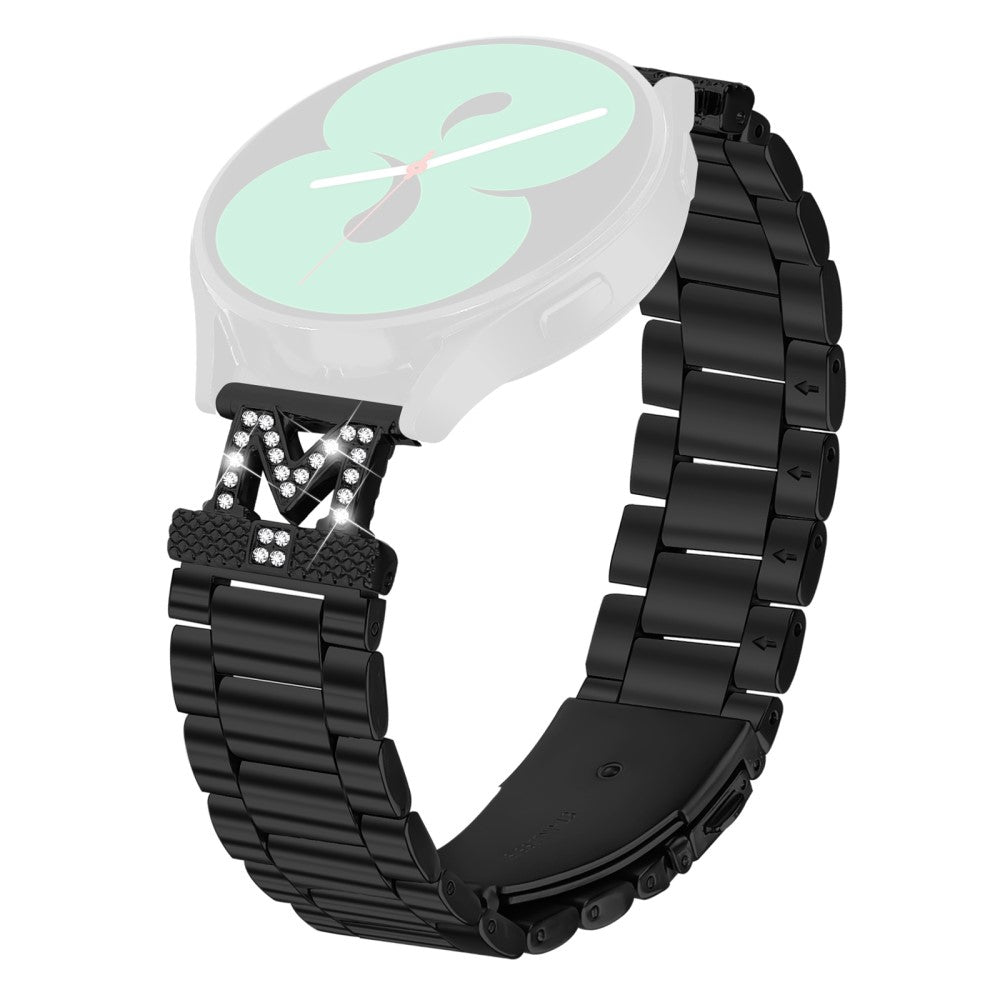 Garmin Instinct 2S Replacement Strap M-Type Rhinestones Decor Stainless Steel 3-Bead Watch Band - Black#serie_1