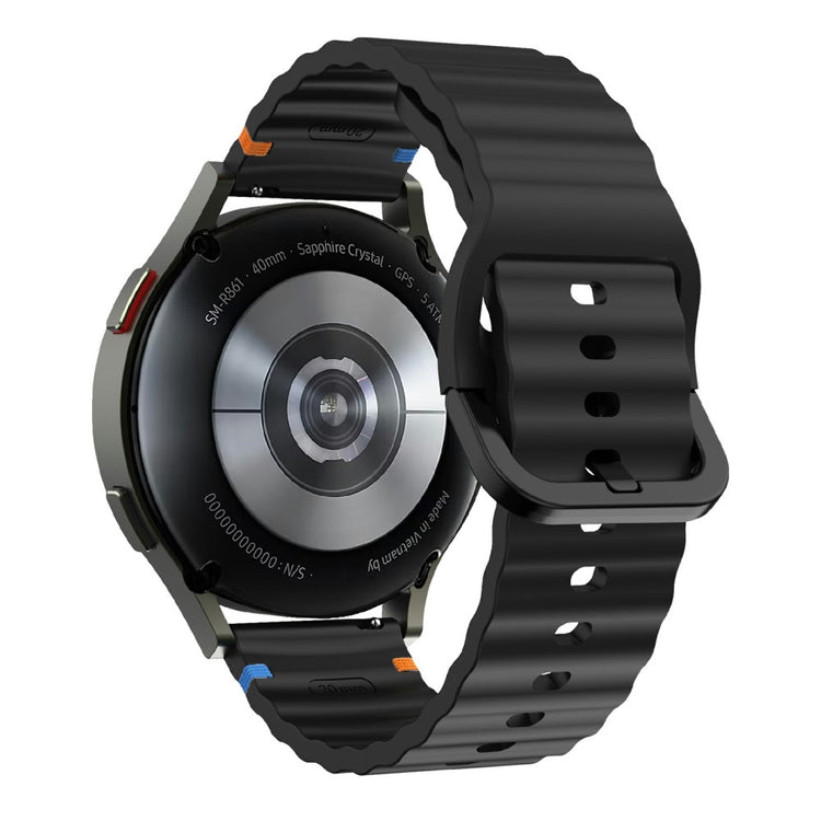 22mm Watch Band Samsung Galaxy Watch3 45mm / Watch 46m / Huawei Watch GT Wavy Pattern Silicone Strap - Black#serie_6
