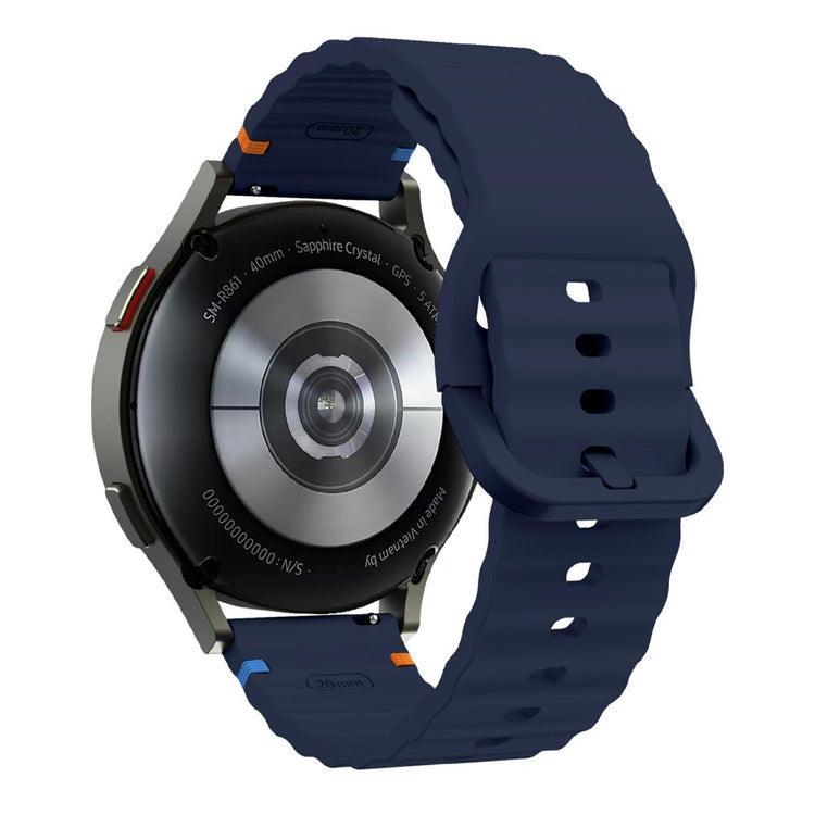 22mm Watch Band Samsung Galaxy Watch3 45mm / Watch 46m / Huawei Watch GT Wavy Pattern Silicone Strap - Midnight Blue#serie_10