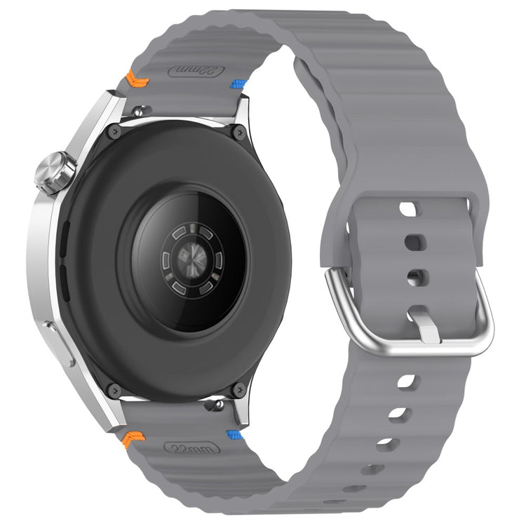 22mm Watch Strap Samsung Galaxy Watch3 45mm / Watch 46mm / Huawei Watch 4 Pro Flat Wavy Silicone Band - Grey#serie_9