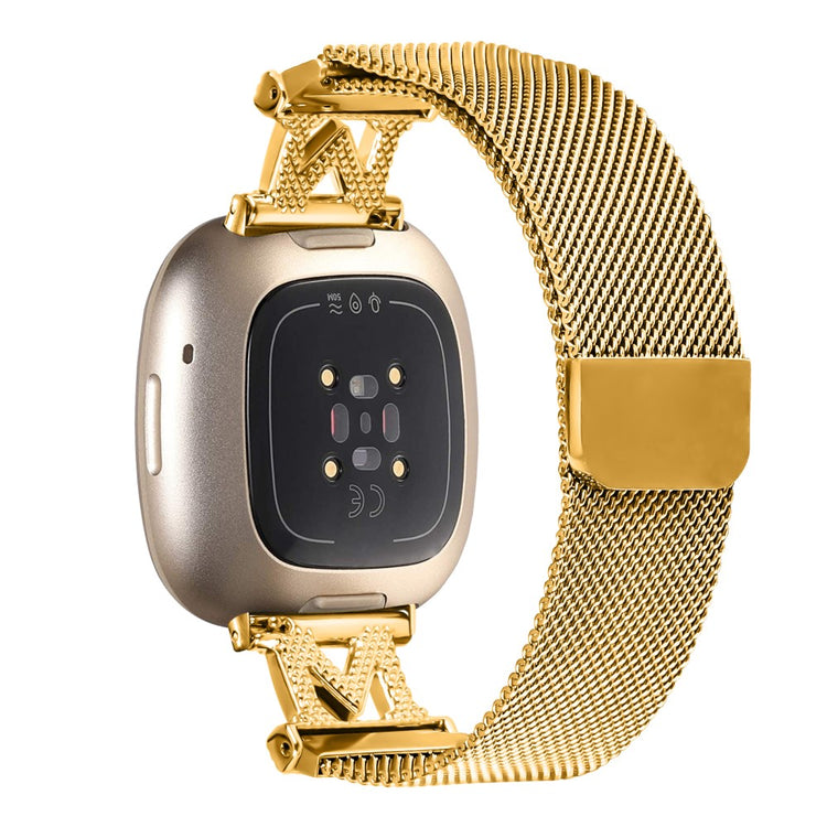 M-Type Milanese Bands Fitbit Versa 4 / Sense 2 Stainless Steel Metal Strap - Gold#serie_2