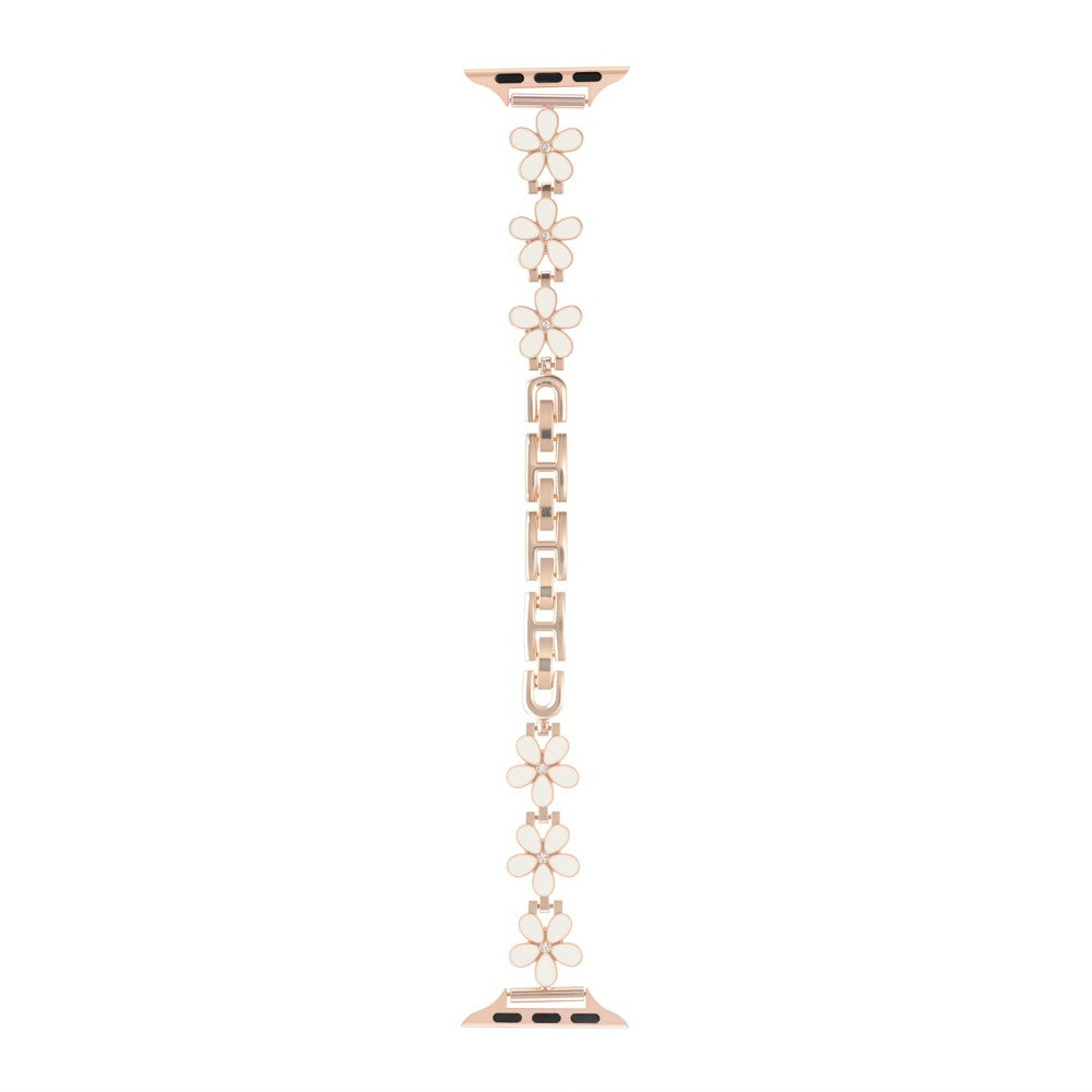 Metal Strap Apple Watch Series 41mm - 40mm - 38mm Five Softal Flower Bracelet Watch Band - White  /  Rose Gold#serie_7