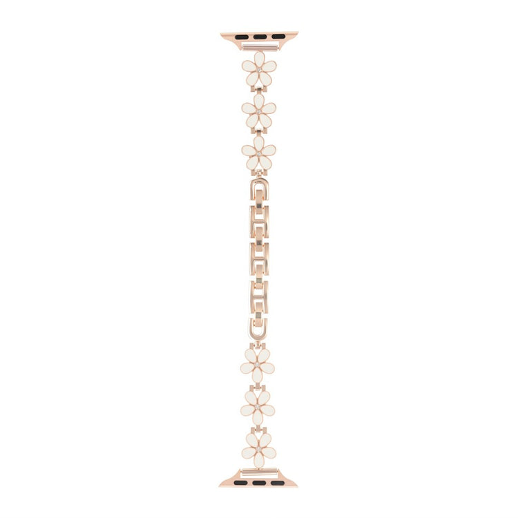 Metal Strap Apple Watch Series 41mm - 40mm - 38mm Five Softal Flower Bracelet Watch Band - White  /  Rose Gold#serie_7