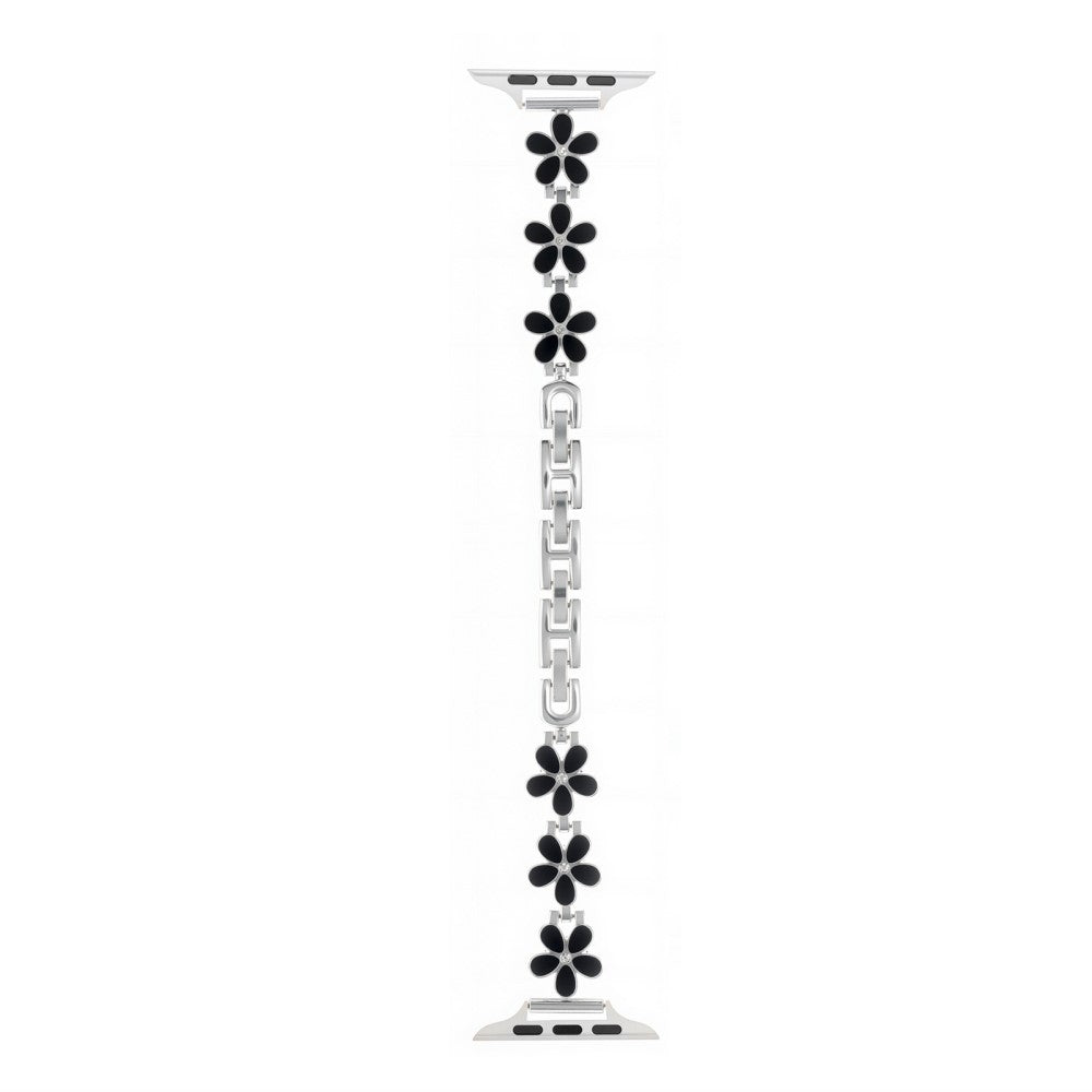 Metal Strap Apple Watch Series 41mm - 40mm - 38mm Five Softal Flower Bracelet Watch Band - Black  /  Silver#serie_8