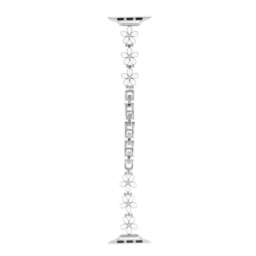 Metal Strap Apple Watch Series 41mm - 40mm - 38mm Five Softal Flower Bracelet Watch Band - White  /  Silver#serie_10